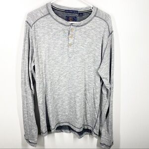 Vintage 1946 Washed Stoned & Beaten Long Sleeve Henley Shirt Sz Large